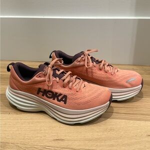 Hoka Women’s Bondi 8 Running Shoes In Earthenware/Pink Clay